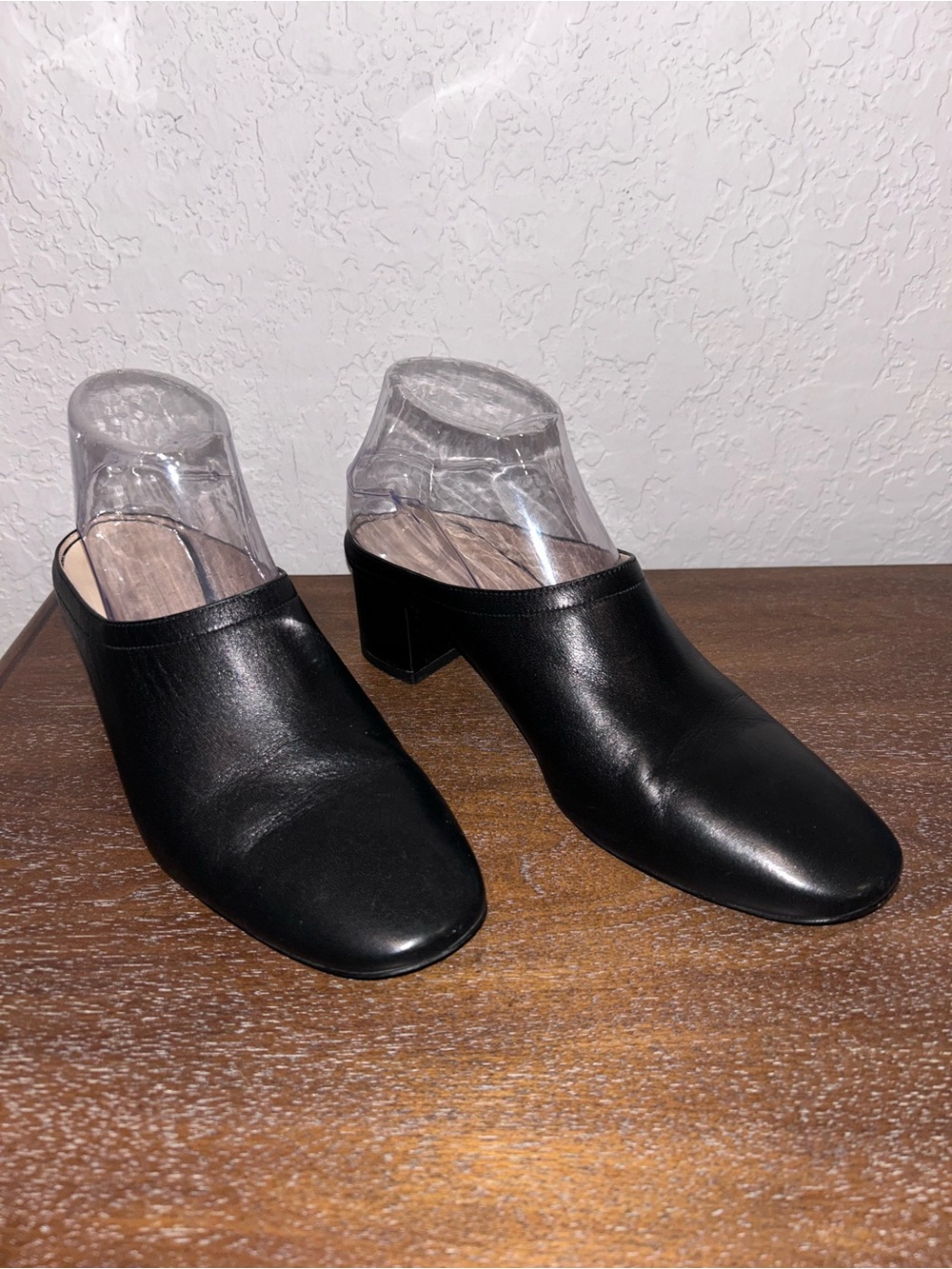 EVERLANE Leather Slip On Open Back Mule Block Heel Shoes - Picture 2 of 9